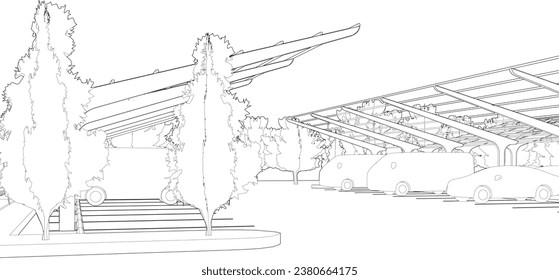 3D illustration of parking lot