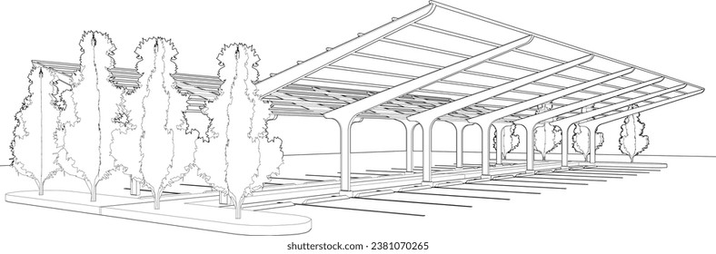 3D illustration of parking lot