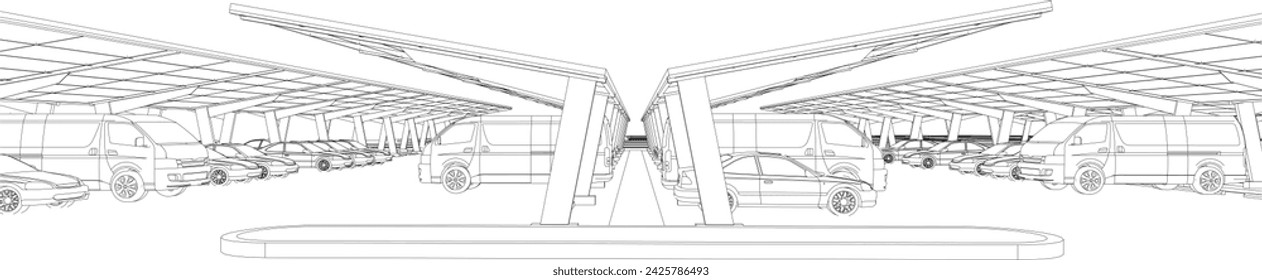 3D illustration of parking lot