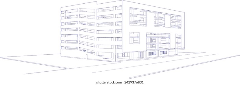 3D illustration of parking building