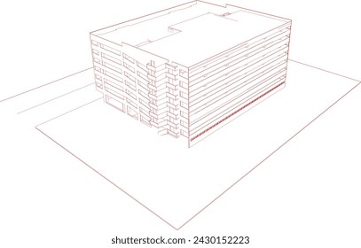 3D illustration of parking building