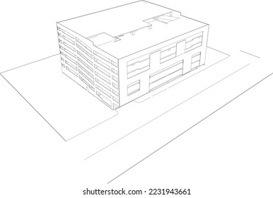 3D illustration of parking building project