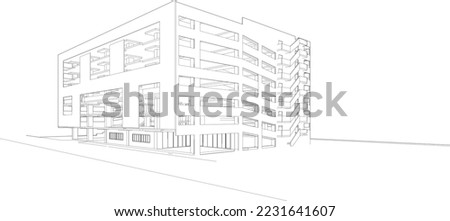 3D illustration of parking building project