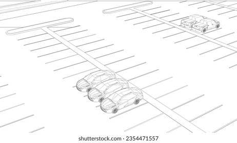 3D illustration of parking and carport