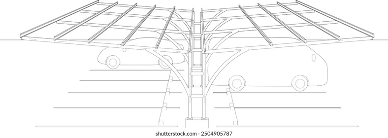 3D illustration of parking and carport