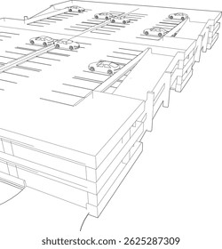 Ilustración 3D de la instalación de estacionamiento