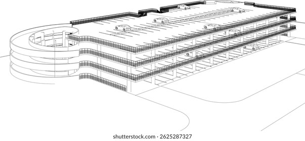 3D illustration of parking facility