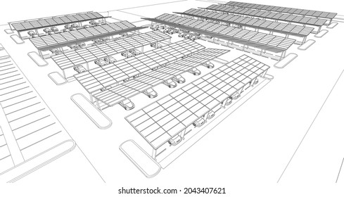 3D illustration of parking project