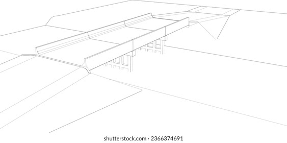 3D illustration of pedestrian bridge in concept