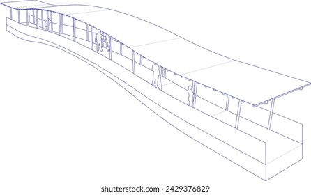 Ilustración 3D de puente peatonal en concepto