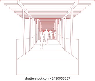 3D illustration of pedestrian bridge in concept