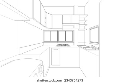 3D illustration of plan interior 