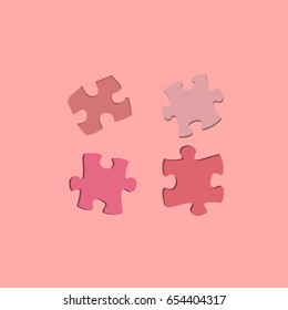 3d Illustration: Puzzle.Pink background