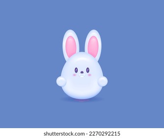 3d illustration of a rabbit. funny, cute and adorable bunny characters. easter bunny. beautiful animals. 3d and realistic design. vector elements