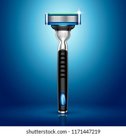 3d illustration razor isolated on blue background