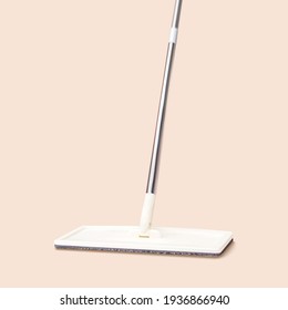 3D illustration of a realistic floor cleaner mop isolated on beige background