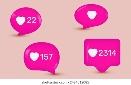 3d illustration realistic social media like icon comment new concept vector design.Modern Realistic 3d design. The set is isolated. vector illustration