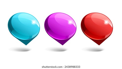 3D illustration of red, blue and purple speech bubble. Glossy speech bubble high quality vector.