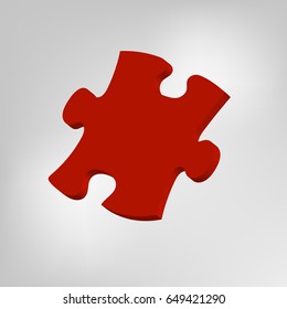 3d Illustration: Red puzzle.Gradient background