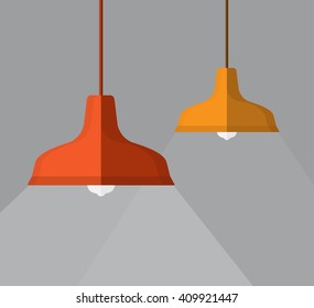 3d illustration of red table lamp isolated on white background