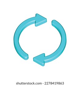 3d illustration Refresh sync icon.refresh, circle symbol blue.