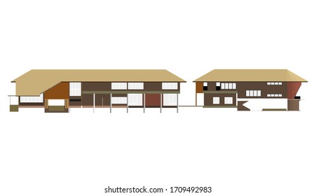 3D illustration of residential project in back view