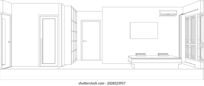 3D illustration of residential room