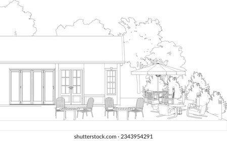 3D illustration of restaurant and coffee shop