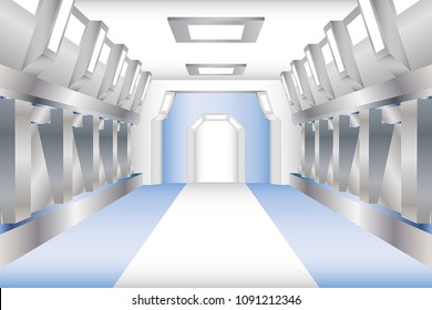 3d illustration room digital technology futuristic style with light. Vector editable.