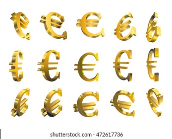 3d Illustration Of A Rotated Euro Symbol