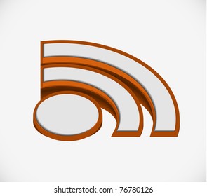 3d illustration of  rss icon over white background