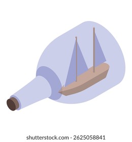 3d illustration of a sailboat floating inside a glass bottle, representing concepts like freedom, travel, and adventure