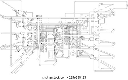 3D illustration of sanitary piping