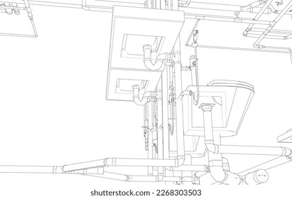 3D illustration of sanitary piping