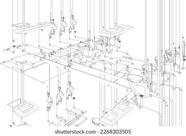 3D illustration of sanitary piping