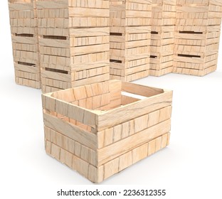 3D-Abbildung - Set mit Obst- und Gemüseboxen.