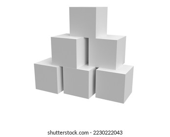 3D illustration - Set of six cubes.