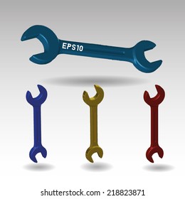 3D illustration set of wrench