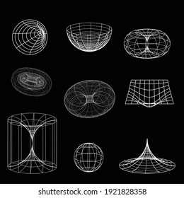 3d Illustration, A Shaped With Wireframe Set