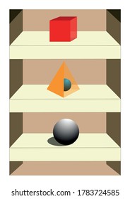 3D Illustration with 3D Shapes in one Background +