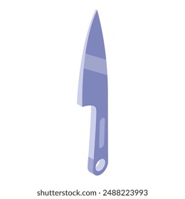 3d illustration of a sharp kitchen knife pointing up with a hole in the handle, in isometric view