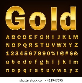 3d Illustration Of Shine Gold Letter On Brown Background