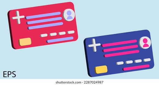 Ilustración 3D que muestra las combinaciones de colores únicas y vibrantes de las tarjetas de doble tono para diversos usos