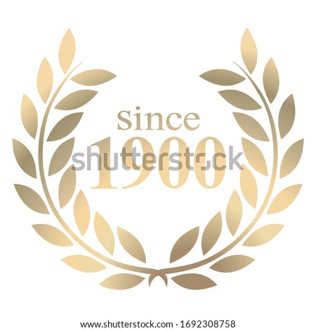3D illustration since year 1900 gold laurel wreath vector isolated on a white background 