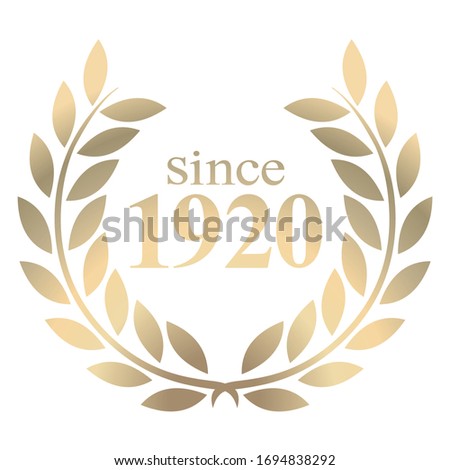 3D illustration since year 1920  gold laurel wreath vector isolated on a white background 