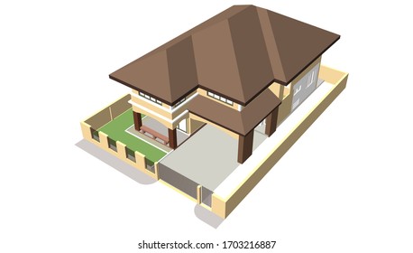 3D illustration of single house