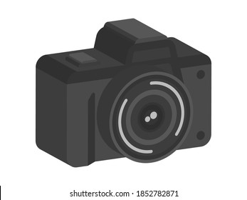 3D-Abbildung einer Reflexkamera mit einem Objektiv.