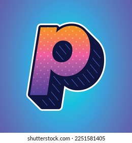 3d illustration of small letter p