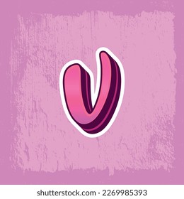 3d illustration of small letter v