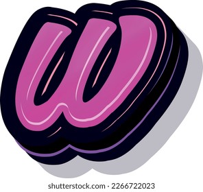 3d illustration of small letter w